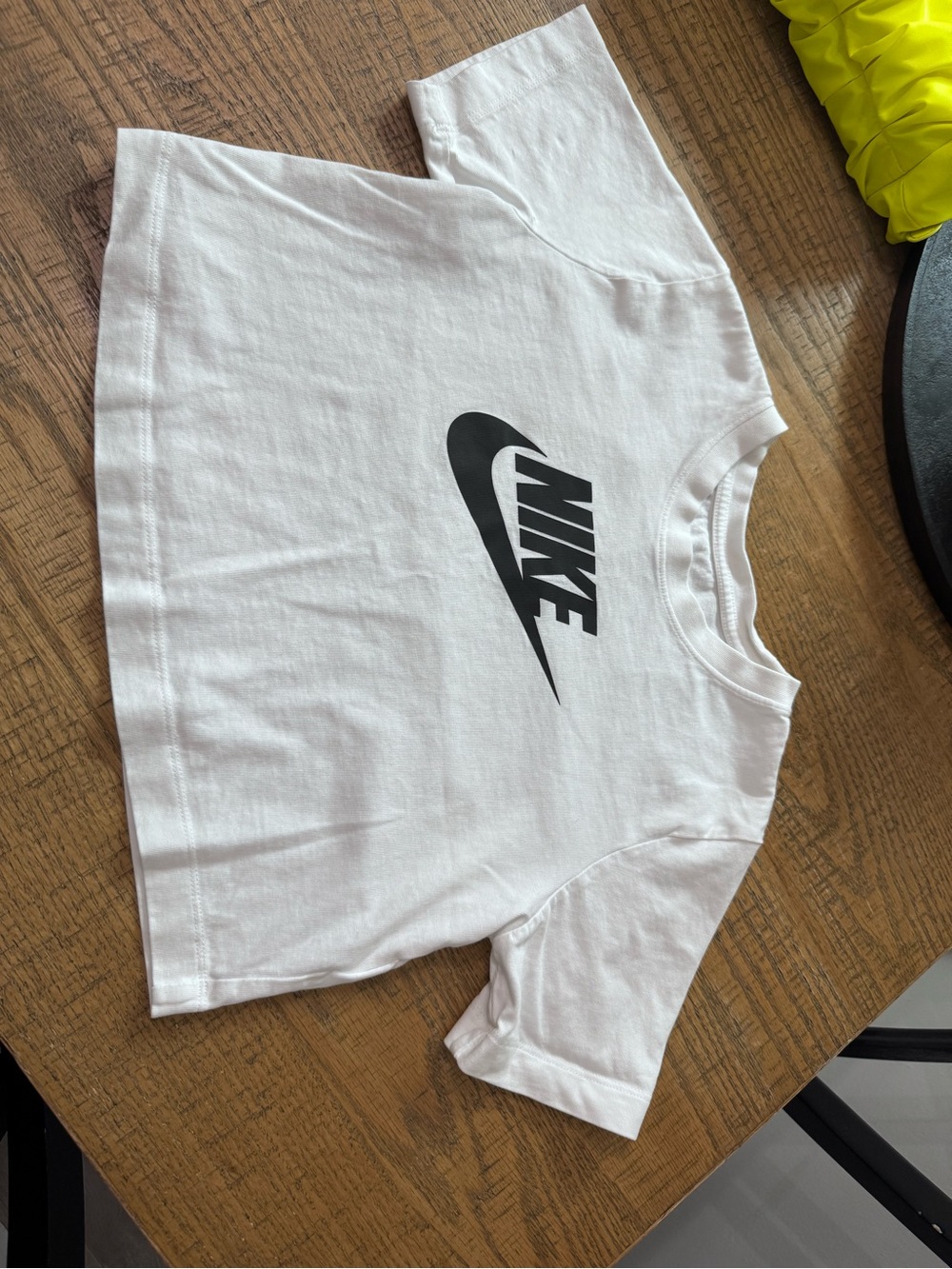 Nike White Short-Sleeve Tee with Black Swoosh Logo